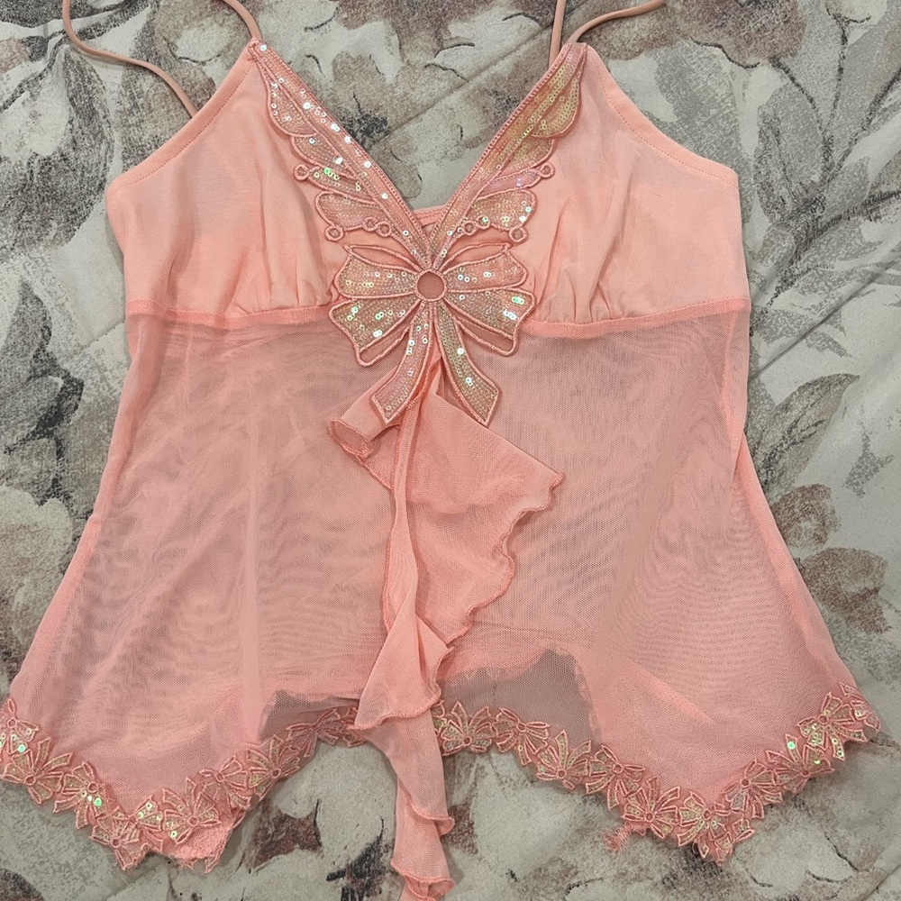 Sequin Sheer Tank Top